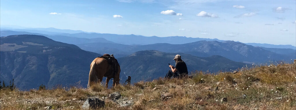 mountain view with horse and rider in bc